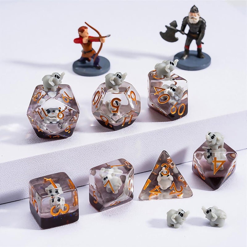 weyano Resin D&D Dice Set, Elephant Animal Polyhedral Dice for Dungeons and Dragons, RPG, MTG DND 7-DIE (D4, D6, D8, D10, D12, D20, D%) for Ages 15 and Up - Image 3